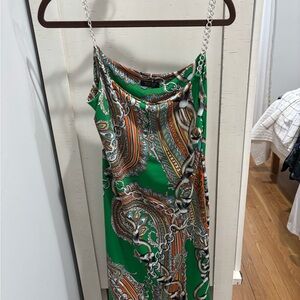 Vibrant Green Paisley Mini Dress